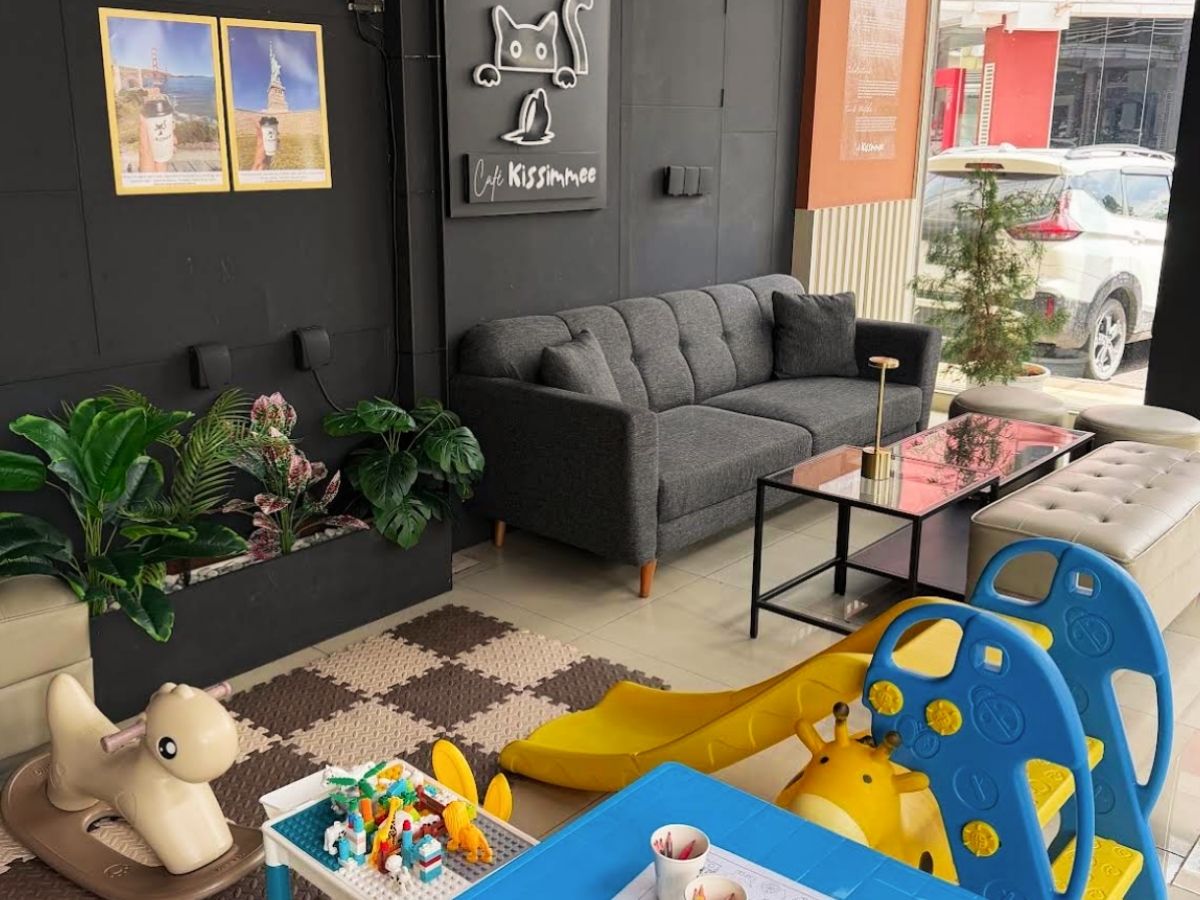 Couch near the kids' mini-playground